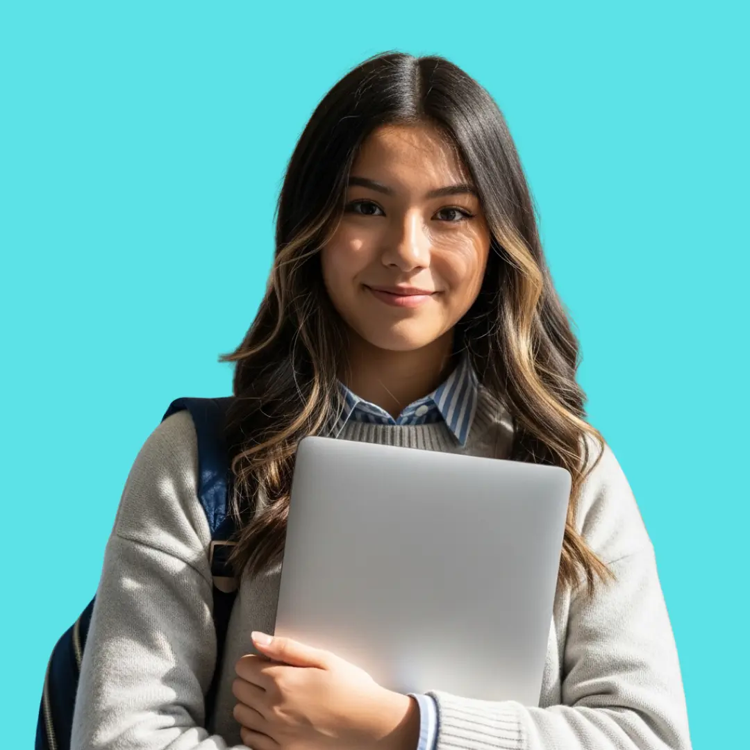 Student holding folders